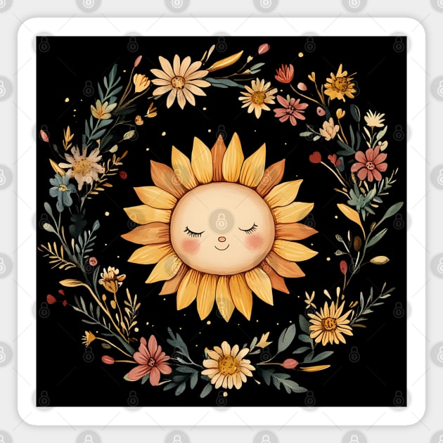 Radiant Sunflower Art – Cheerful Nature-Inspired Illustration Sticker by TuncGK